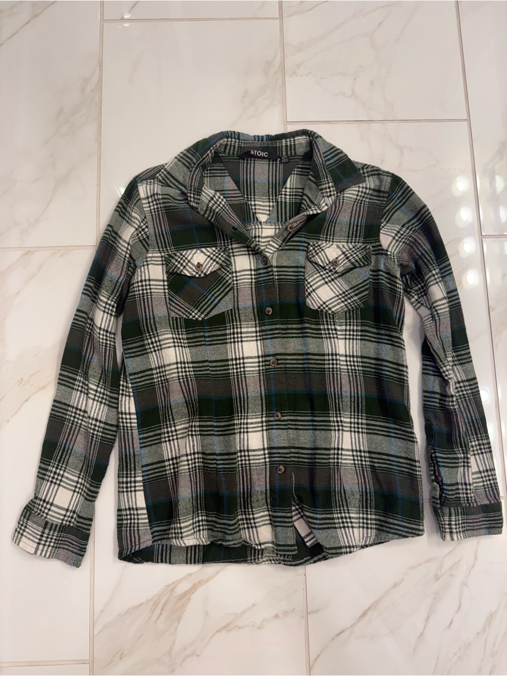 STOIC Women's Green Plaid Button-Down Shirt